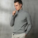 Men Warm High Neck Business Sweater Grey Turtleneck Pullover Winter Top Jumper