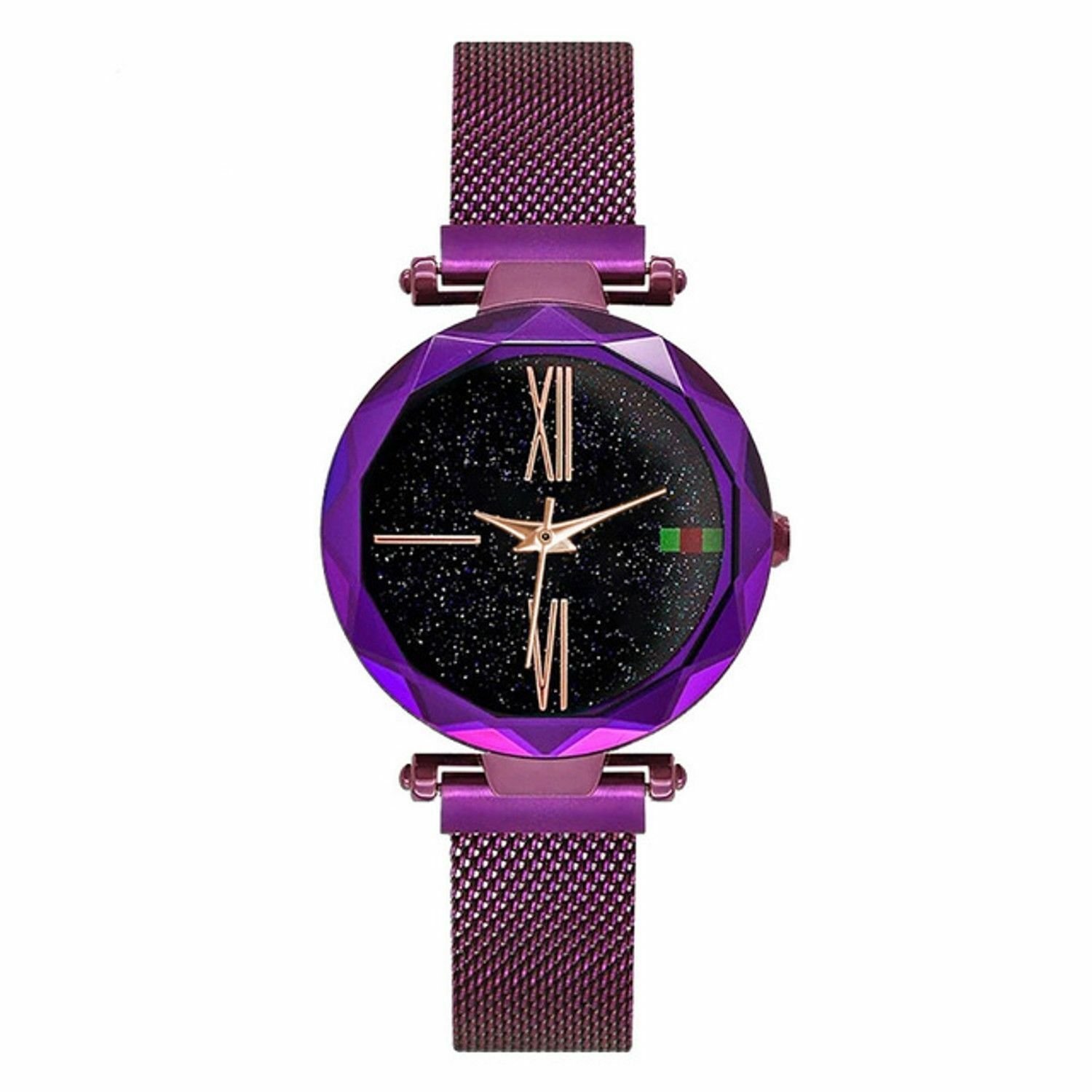 Starry Sky Violet Purple Watch Magnetic Buckle New Wristwatch Women Lady Luxury