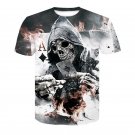 Fashion Men Funny Skull Poker Cards 3D Print T-Shirt Casual Short Sleeve T Shirt