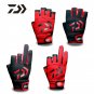 Black DAIWA Fishing Gloves 3 Half Fingers Cut Water Proof Sport Hunting Gloves