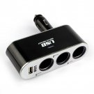 Cigarete 3in1 Sockets USB Power Supply Adapter Car Charger Triple Socket 12V/24V