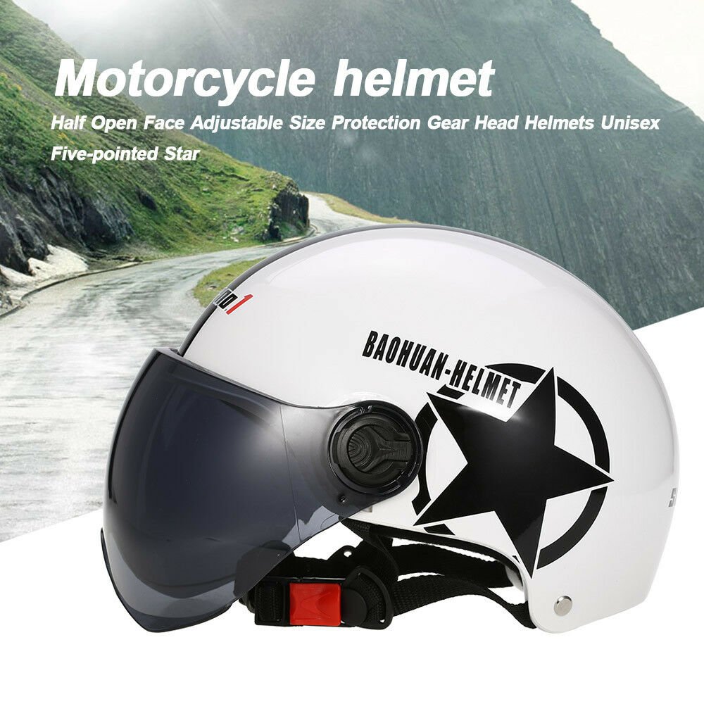 Motorcycle Half Open Face Helmet Motor Bike Adjustable Cruiser Sun Visor Helmets
