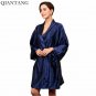 One Size Blue Womens Robe Sexy Bathrobe Lady Faux Silk Kimono Bath Gown Pijama