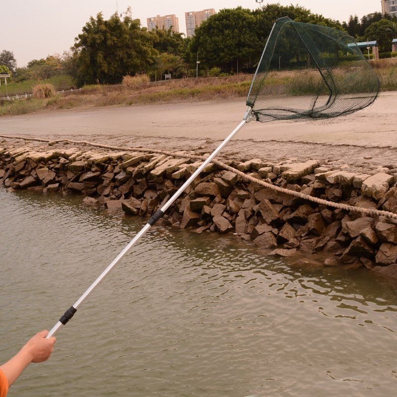 Portable Triangular Telescopic Fishing Net Aluminium Handle Landing Folding Net