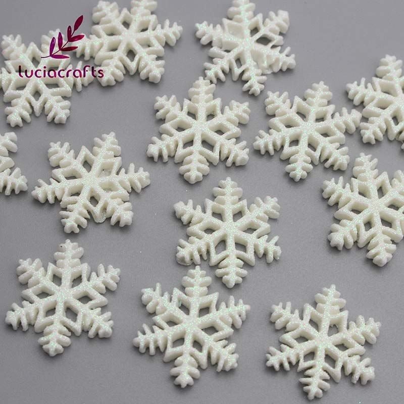 Lucia Crafts 24pcs 2.1CM Transparent White Christmas Snowflake Hanging Ornament