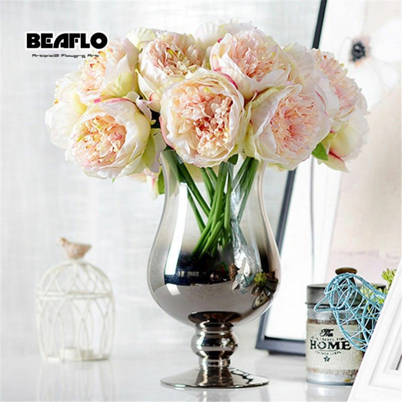New Bunch European Artificial Flower Fake Peony Bridal Bouquet Christmas Wedding