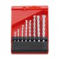 Nickel Plated Straight Shank Percussion Drill Bit 8pcs New Set Woodworking Metal