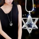 Long Section Six Star Necklace Opal Sweater Chain Silver Dark Jewelry Crystals