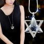 Long Section Six Star Necklace Opal Sweater Chain Silver Dark Jewelry Crystals