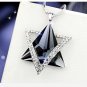 Long Section Six Star Necklace Opal Sweater Chain Silver Dark Jewelry Crystals