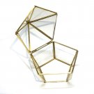 Clear Glass Pentagon Jewelry Display Box Wedding Storage Ring Holder Flower Case
