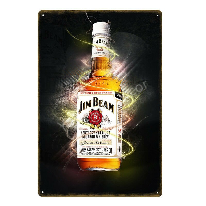 Jim Beam Tin Metal Sign Plaque Bar Pub Vintage Retro Wall Decor Poster Home Club