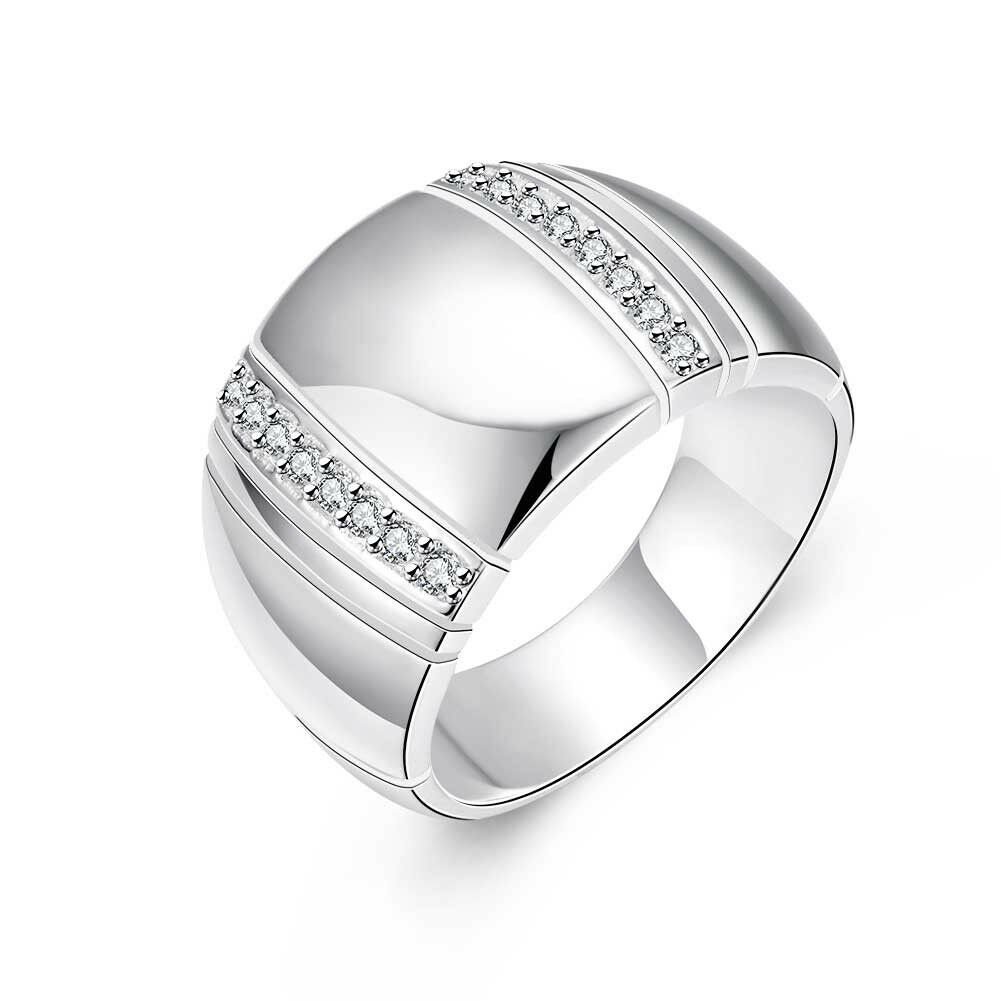 Wedding Ring Women Silver 925 Sterling Men Engagement Fashion Hand Finger 8 Size