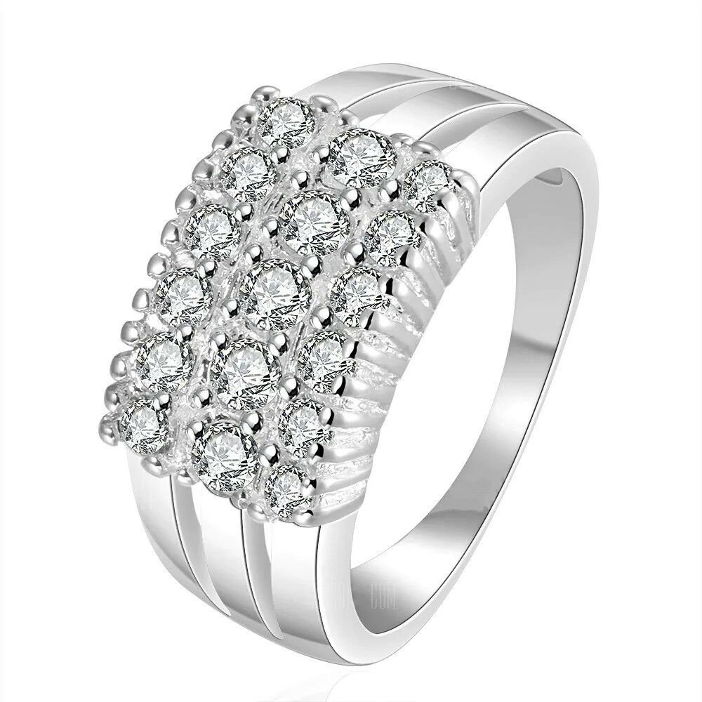 Fashion Silver Ring Zircon Geometric Creative Weding Jewelry Women New Gift Lady
