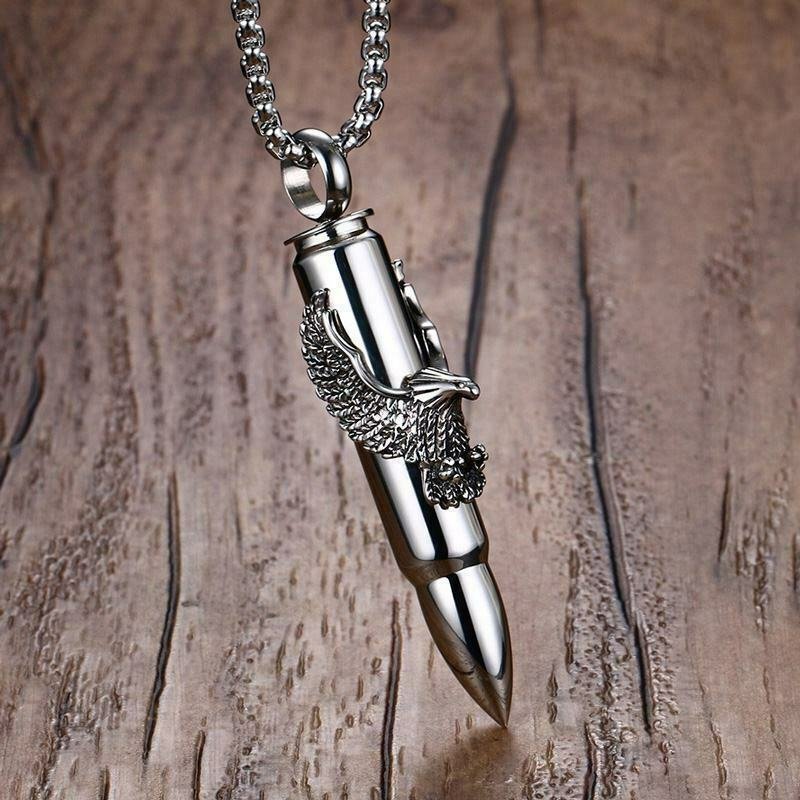 Vnox Punk Teen Scorpion Eagle On Bullet Pendant For Men Necklace Stainless Steel