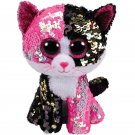 Ty Boos Black Pink Cat Sequin Colorful Stuffed Animal Plush Children Toy 6" 15cm