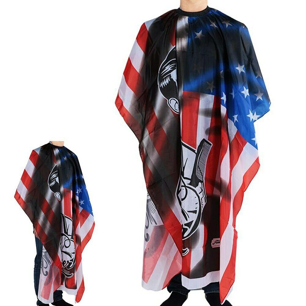 USA Flag Barber Shop Haircut Cape Cloth Cutting Hair Pattern Salon Barber Cape