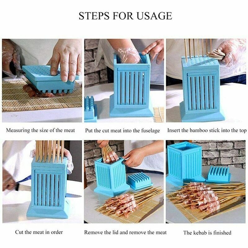 Meat String Machine 49 Holes BBQ meat skewer Tofu Skewer Kebab Maker Box Grill
