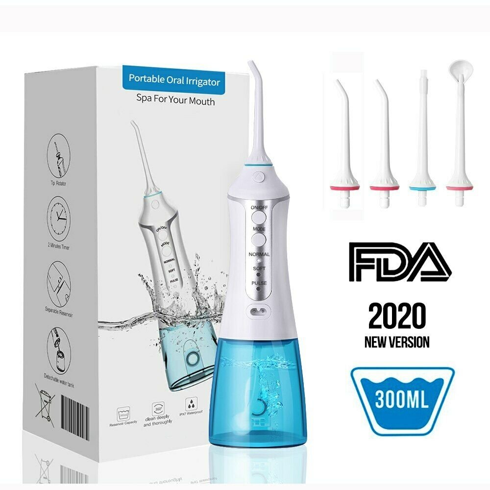 Oral Irrigator Cordless Water Dental Flosser USB ToothPick 300ml Water Jet Floss
