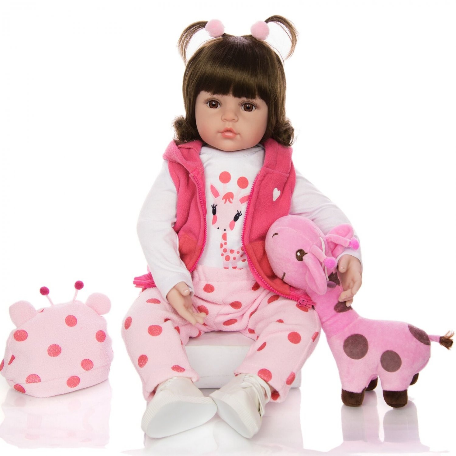 Reborn Baby Doll Toy Cloth Body Stuffed Realistic Baby Doll With Giraffe Toddler