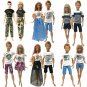 2Pcs /Set Barbie Ken Doll Couple Mix Dress Daily Wear Casual Clothes Kids Toy