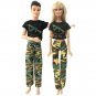 2Pcs /Set Barbie Ken Doll Couple Mix Dress Daily Wear Casual Clothes Kids Toy
