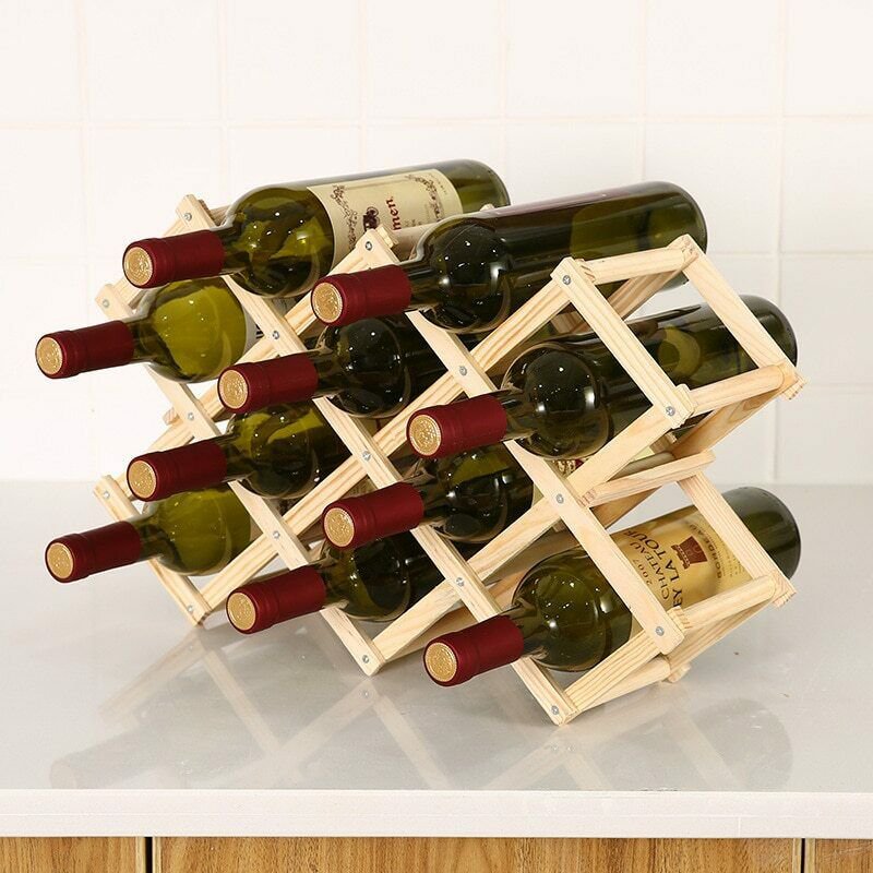 Wine Wood Shelf Organizer Storage Retro Display Cabinet Collapsible Wooden Racks