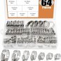 64 Pcs Auto Vehicle Pipes Adjustable 8 to 38mm Diameter Clips Gear Hose Clamps