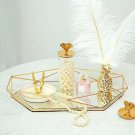 Jewelry Display Tray Mirror Colorful Glass Decor Storage Mirror Gold Oval Tray