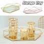 Jewelry Display Tray Mirror Colorful Glass Decor Storage Mirror Gold Oval Tray