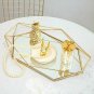 Jewelry Display Tray Mirror Colorful Glass Decor Storage Mirror Gold Oval Tray