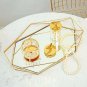 Jewelry Display Tray Mirror Colorful Glass Decor Storage Mirror Gold Oval Tray