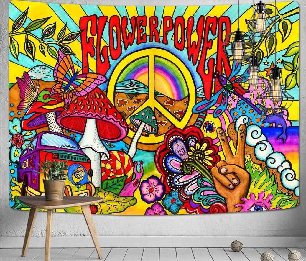 Hippie Meditation Psychedelic Wall Hanging Beach Mat Polyester Blanket Yoga Mat