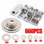 660pcs Stainless Steel Washer Plain M3 M4 M5 M6 M8 M10 Screw Fastener Hardware