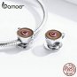 European Charm Bracelet 925 Sterling Silver Women Coffee Cup Metal Beads Bamoer