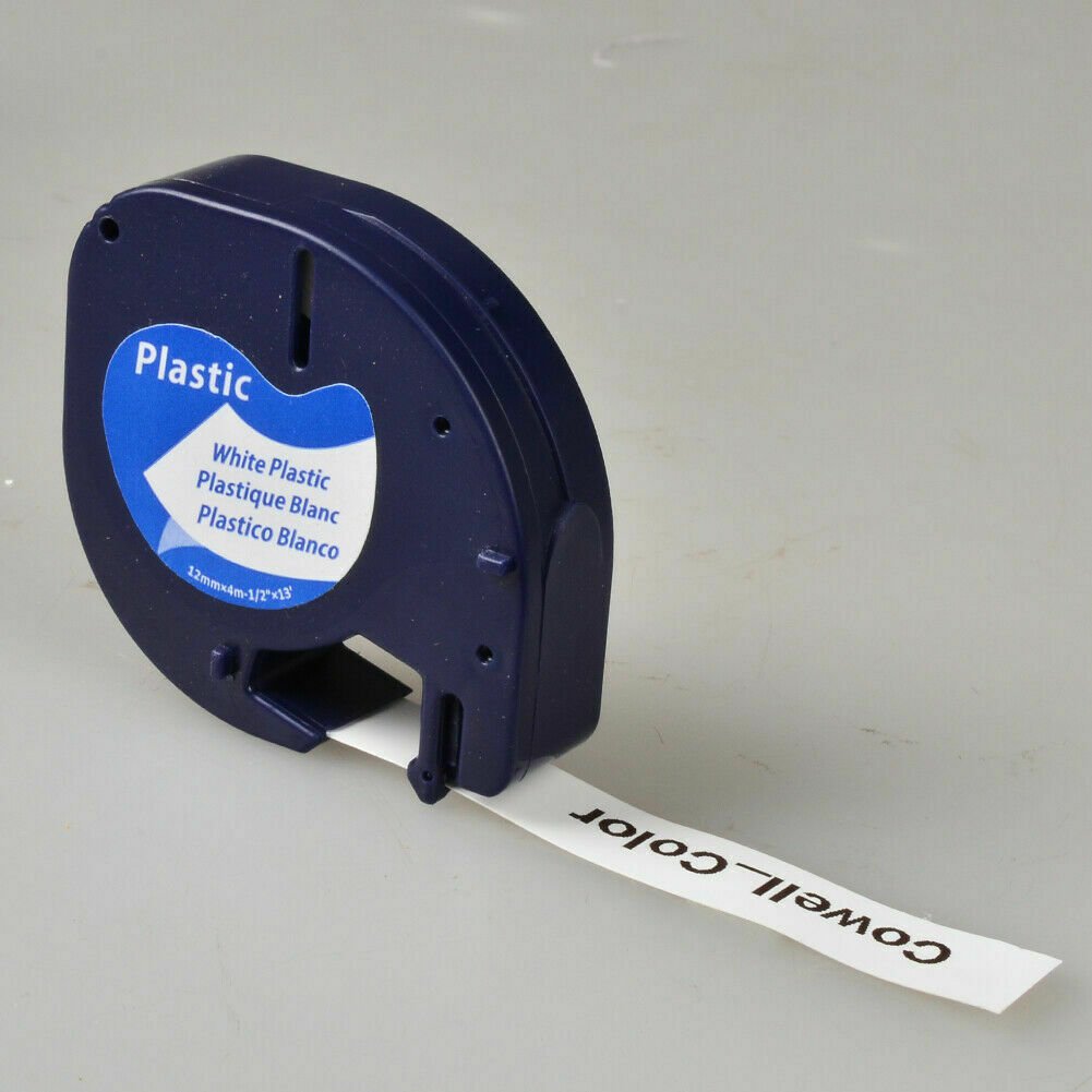 New 10 12x4mm Plastic Label Tapes Compatible Dymo LetraTag 91201 Black on White