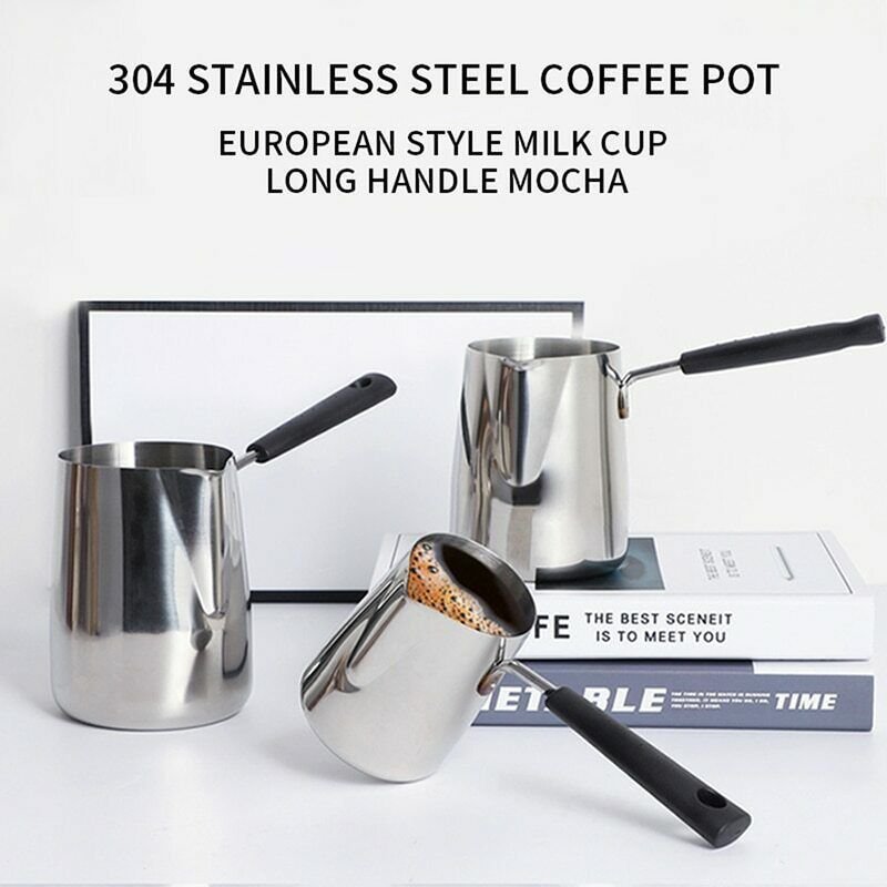350/600ml Long Handle Metal Coffee Toroid Pitcher Latte Milk Frothing Jug Pot