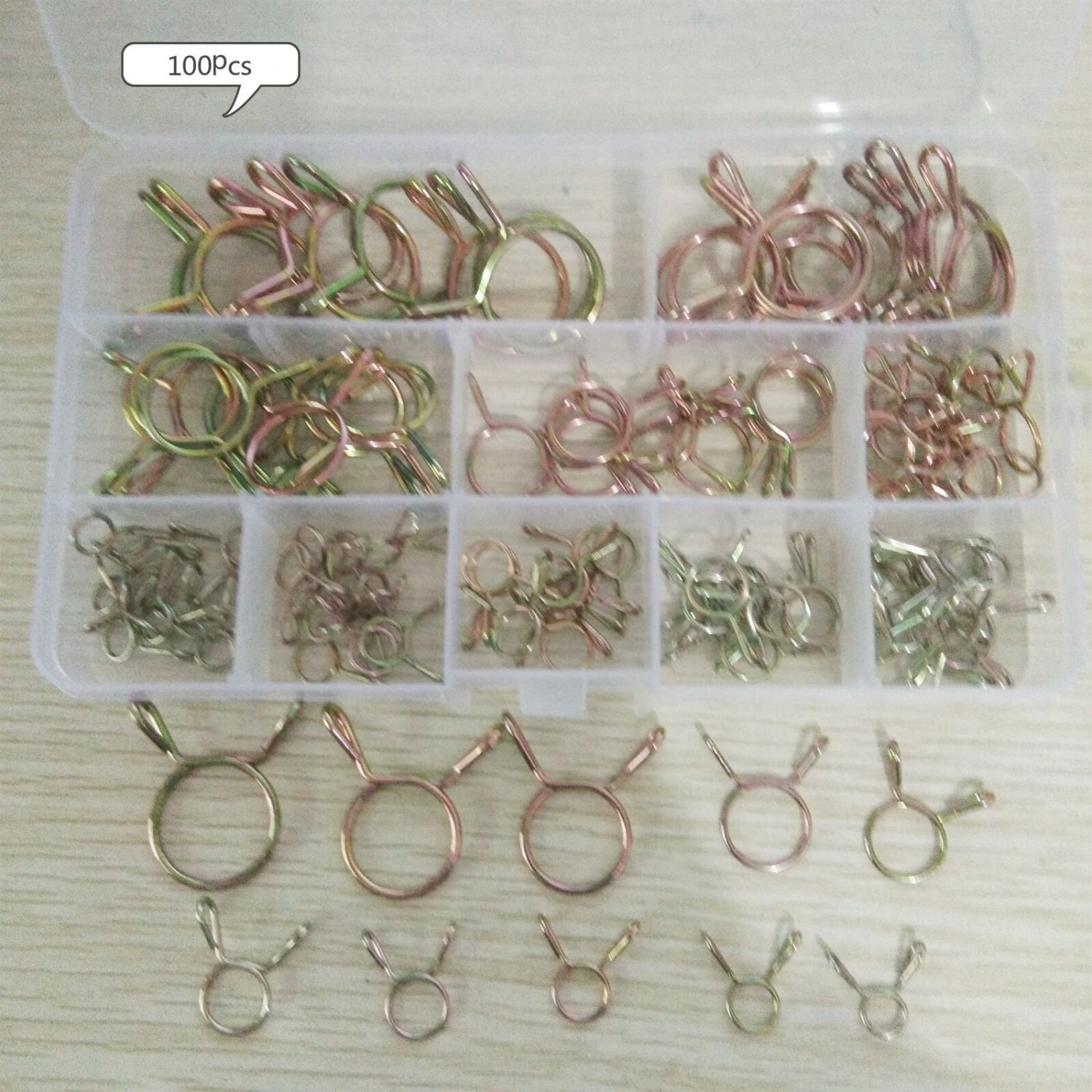 100pcs Boats ATVs Motorcycles Fuel Line Clamp Hose Clamp Zinc Plated Spring Clip