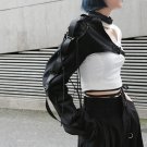 Women Top One Shoulder Gothic Dark Long Sleeved Streetwear Hip Hop Buckle Coat