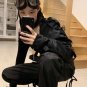 Women Top One Shoulder Gothic Dark Long Sleeved Streetwear Hip Hop Buckle Coat