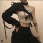 Women Top One Shoulder Gothic Dark Long Sleeved Streetwear Hip Hop Buckle Coat