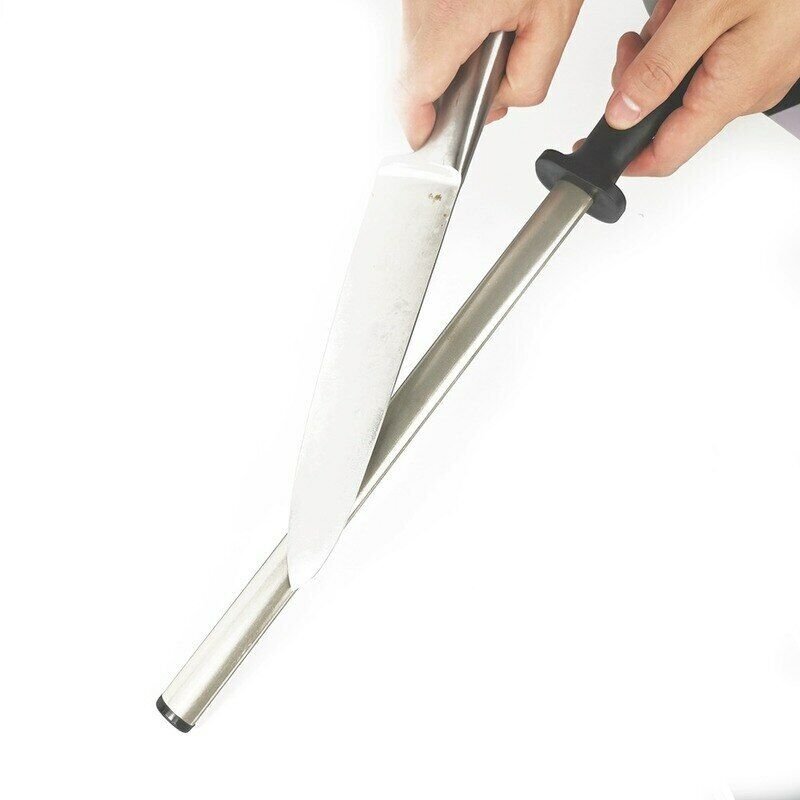 8 12Inch 30cm Long Thin Shape Diamond Kitchen Knife Sharper Rod Steel Sharpening