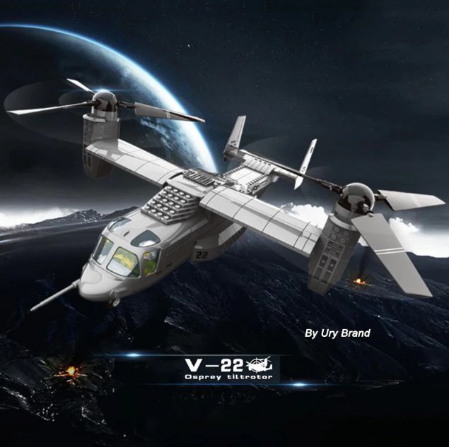 US Army V-22 Osprey Tiltrotor Aircraft Military Helicopter Plane Building Blocks