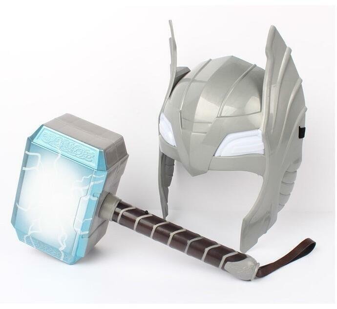 Child Cosplay LED Avengers Tor Sounding Helmet Quake Hammer Super Hero Costume