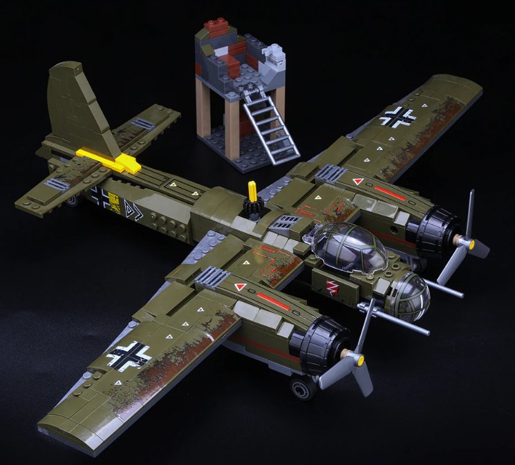 Military Ju-88 Bombing Airplane 559pcs Building Blocks Army Aircraft Bricks Toy