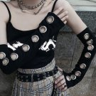 Women Gothic Punk Goth Hard Rock Black Elbow Length Eyelet Sleeve Long Gloves