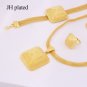 African Bridal Wedding Yellow Dubai Gold Square Earrings Ring Bracelet Jewellery