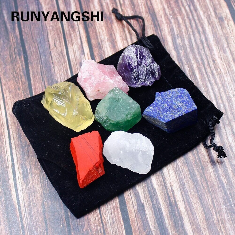 120g-150g bag Natural Crystal Stone Seven Chakras Set Unpolished Beauty Shining