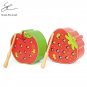 Red Apple Catch Worm Kids Game Magnetic Strawberry Apple Educational Wooden Game
