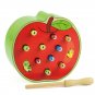Red Apple Catch Worm Kids Game Magnetic Strawberry Apple Educational Wooden Game